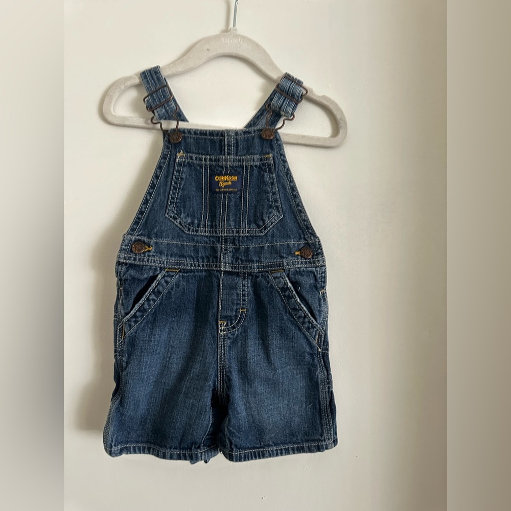 12m OshKosh B'gosh Blue Denim Overall shorts Adjustable Straps